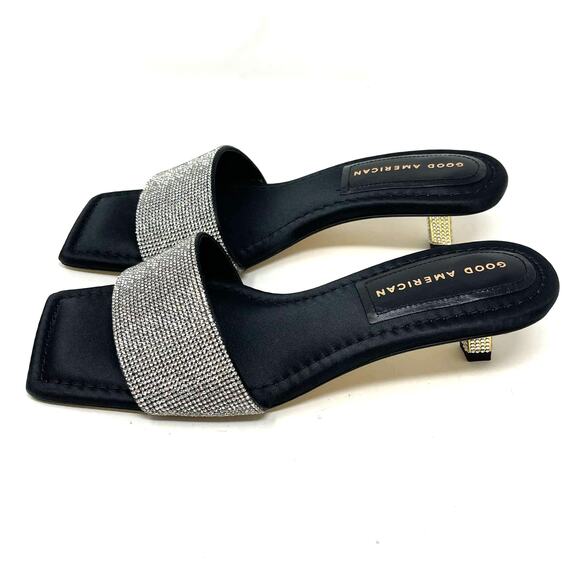 Good American Kickstand Slide Sandal Mules Black Diamond Size 7.5 GA117KD - Picture 8 of 12